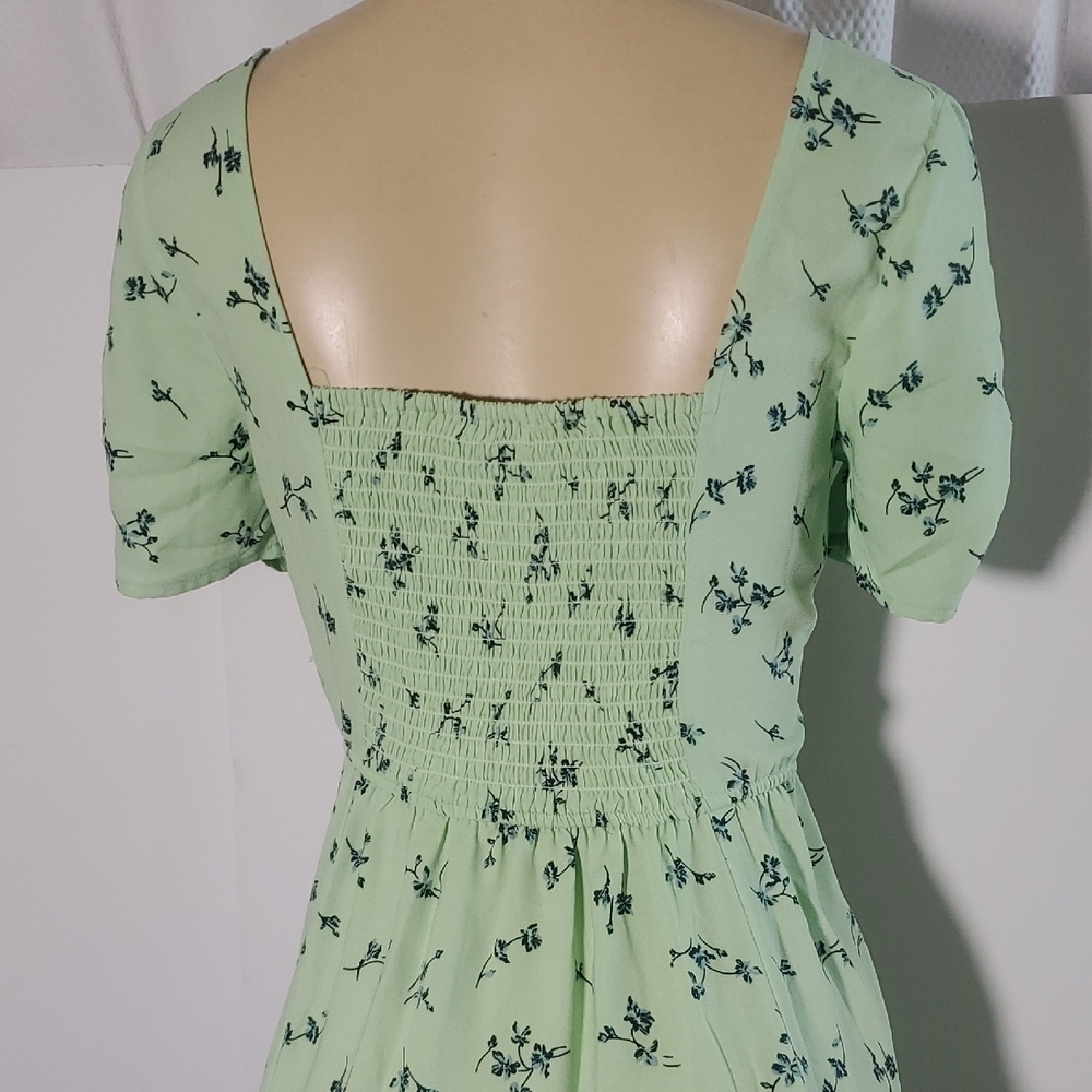 Leith green Floral Square Neck Country Midi Dress Size L - Picture 7 of 11